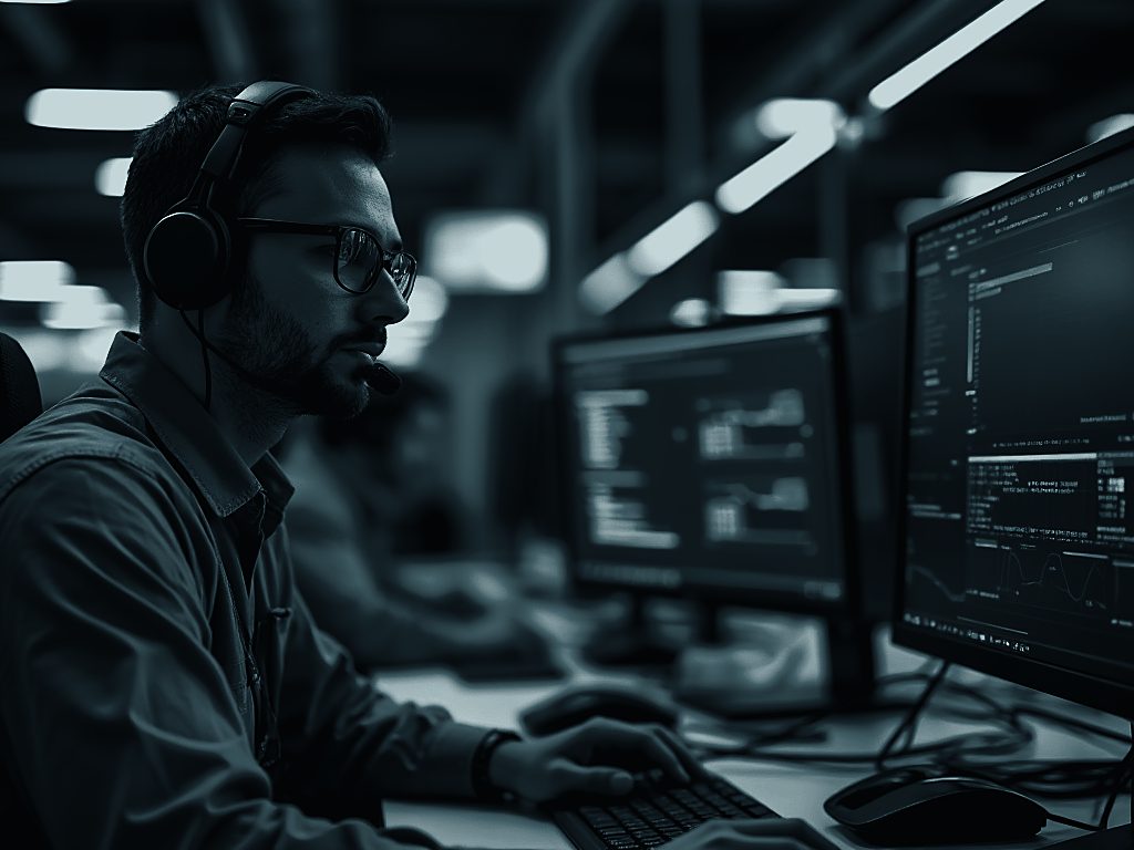 Technician performing computer support